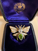 Antique Brooch. Peridot & Dia Bee brooch