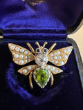 Antique Brooch. Peridot & Dia Bee brooch